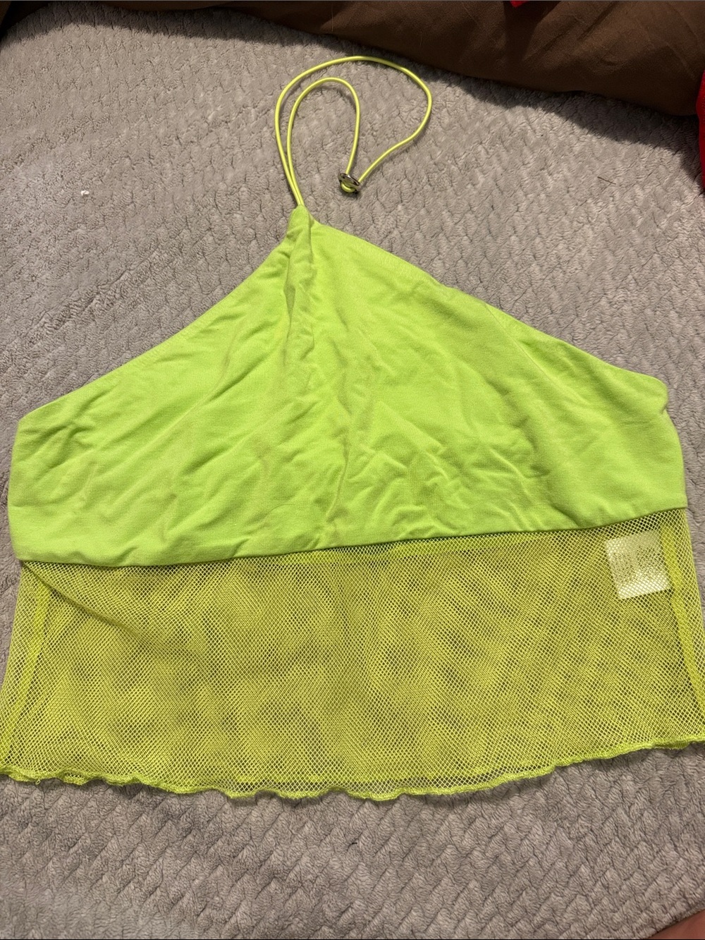 White Fox Boutique Neon Lime Mesh Halter Crop Top